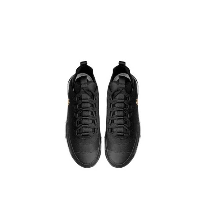 Ch*el black suede and fabric cc low top sneakers